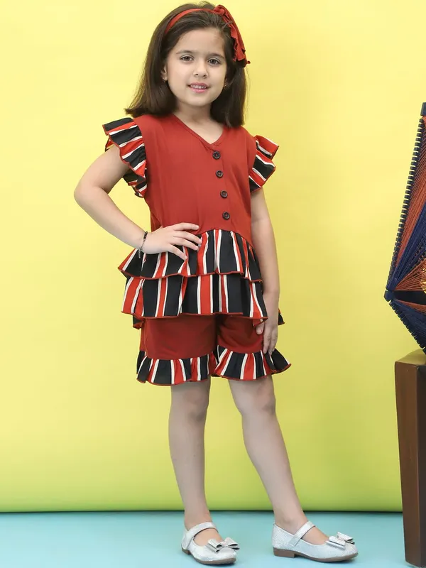 Rust_Cotton_Solid_Clothing_Set_For_Kids