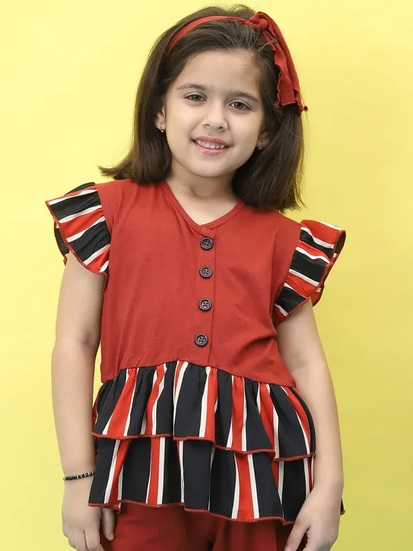 Rust_Cotton_Solid_Clothing_Set_For_Kids