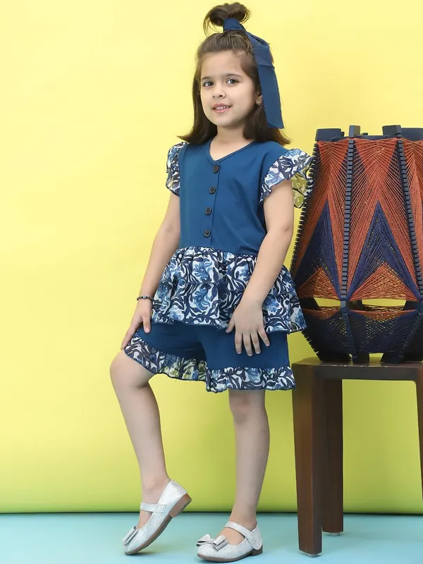 Teal_Cotton_Solid_Clothing_Set_For_Kids