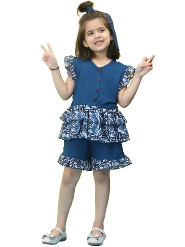 Teal_Cotton_Solid_Clothing_Set_For_Kids