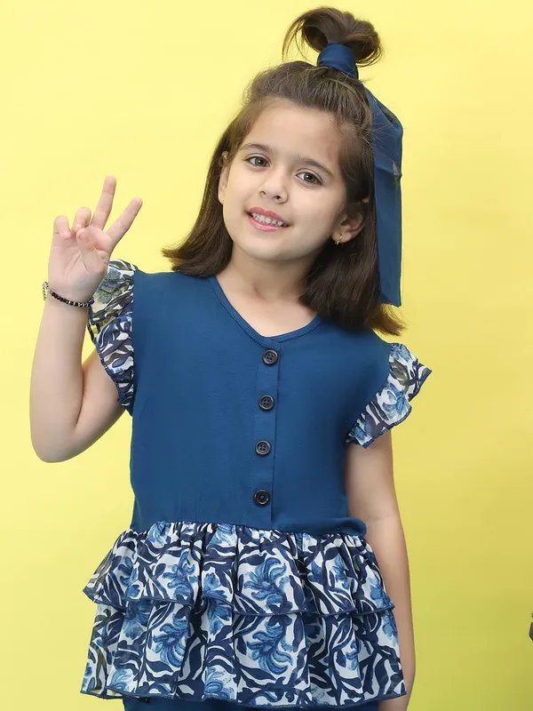 Teal_Cotton_Solid_Clothing_Set_For_Kids