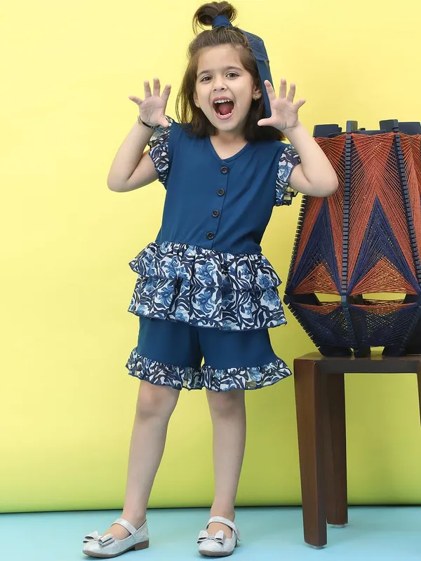 Teal_Cotton_Solid_Clothing_Set_For_Kids
