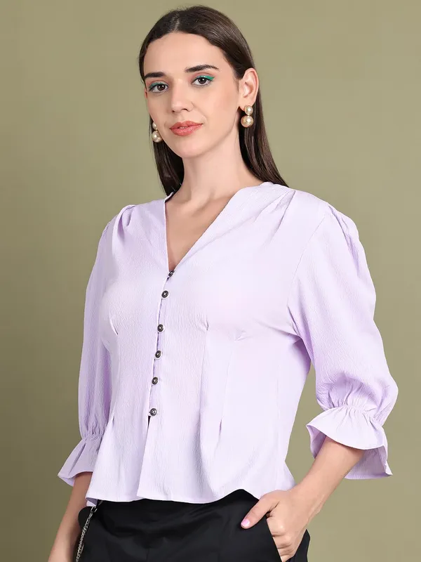 Lilac_Polyester_Solid_Top_For_Women