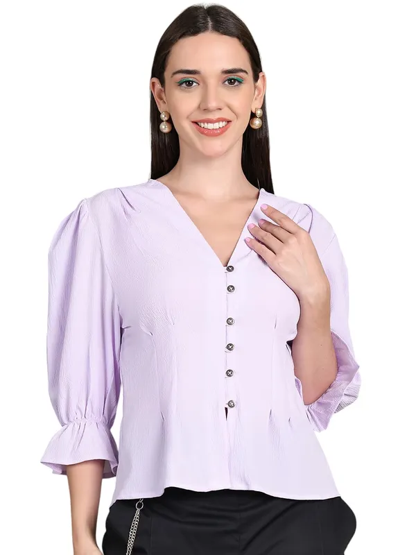 Lilac_Polyester_Solid_Top_For_Women