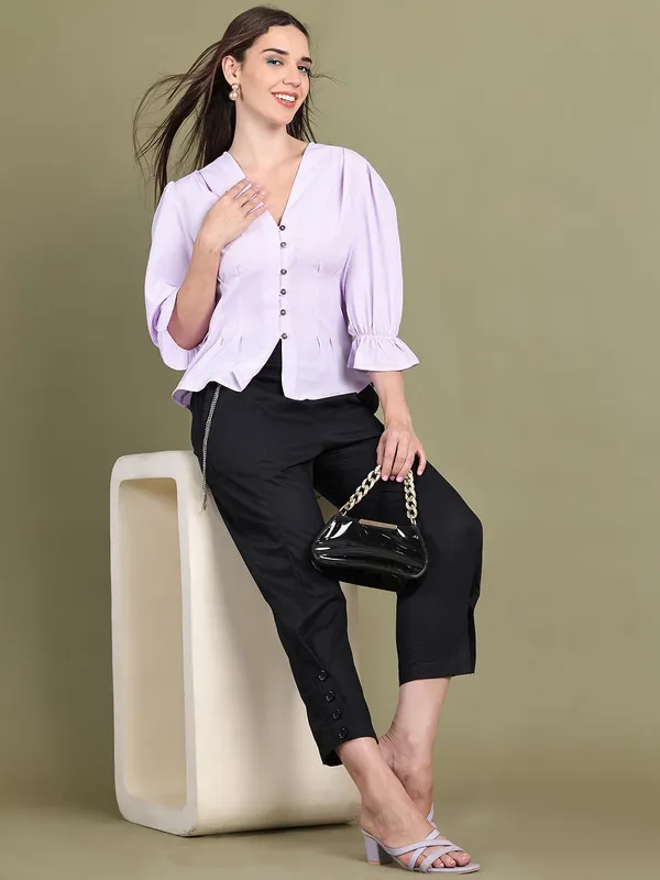 Lilac_Polyester_Solid_Top_For_Women