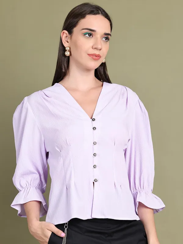 Lilac_Polyester_Solid_Top_For_Women