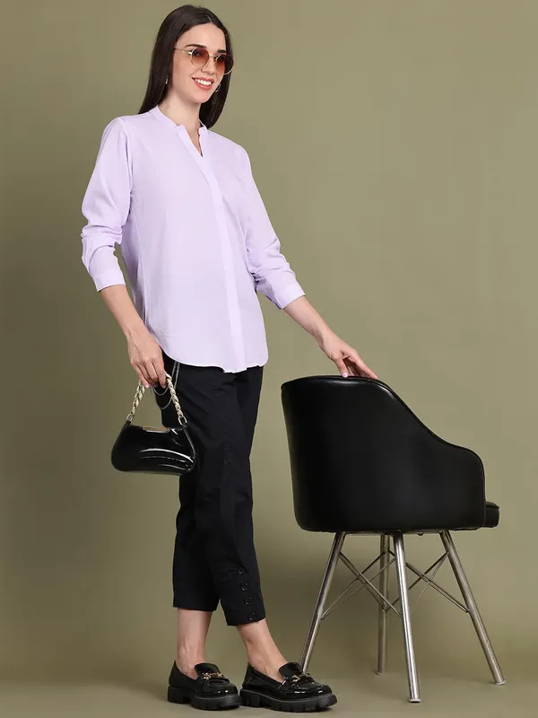 Lilac_Polyester_Solid_Top_For_Women