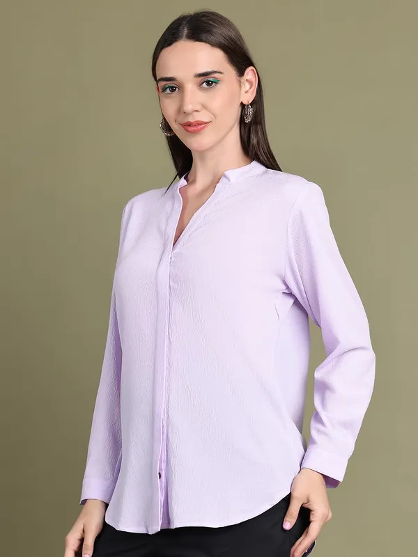 Lilac_Polyester_Solid_Top_For_Women