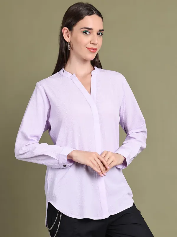 Lilac_Polyester_Solid_Top_For_Women