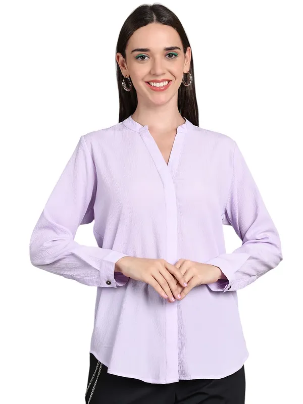 Lilac_Polyester_Solid_Top_For_Women