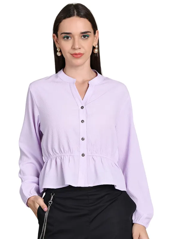 Lilac_Polyester_Solid_Top_For_Women