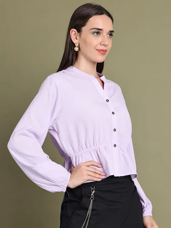 Lilac_Polyester_Solid_Top_For_Women