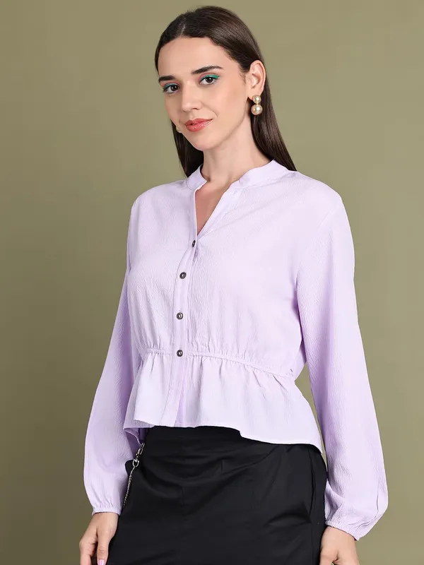 Lilac_Polyester_Solid_Top_For_Women