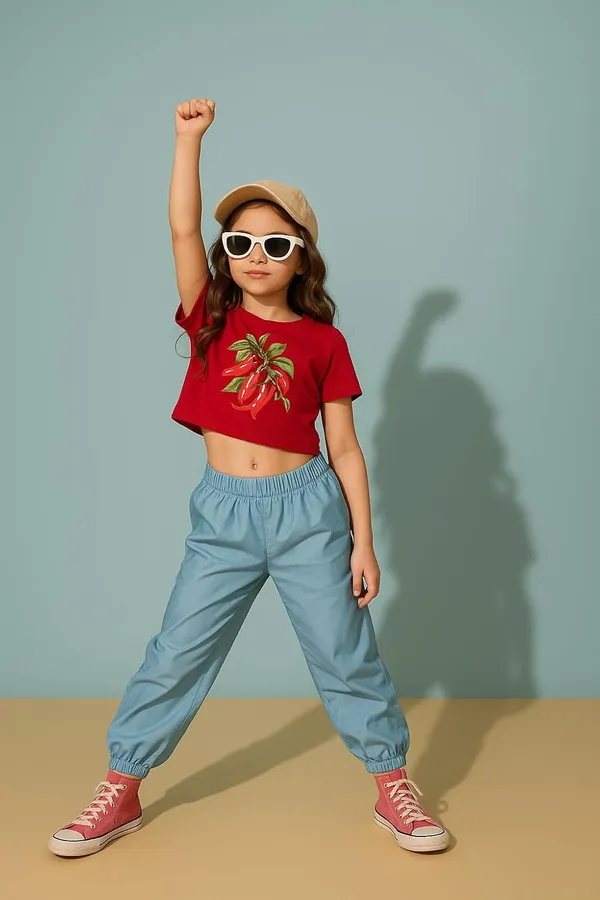 Red_Rayon_Solid_Top_For_Kids