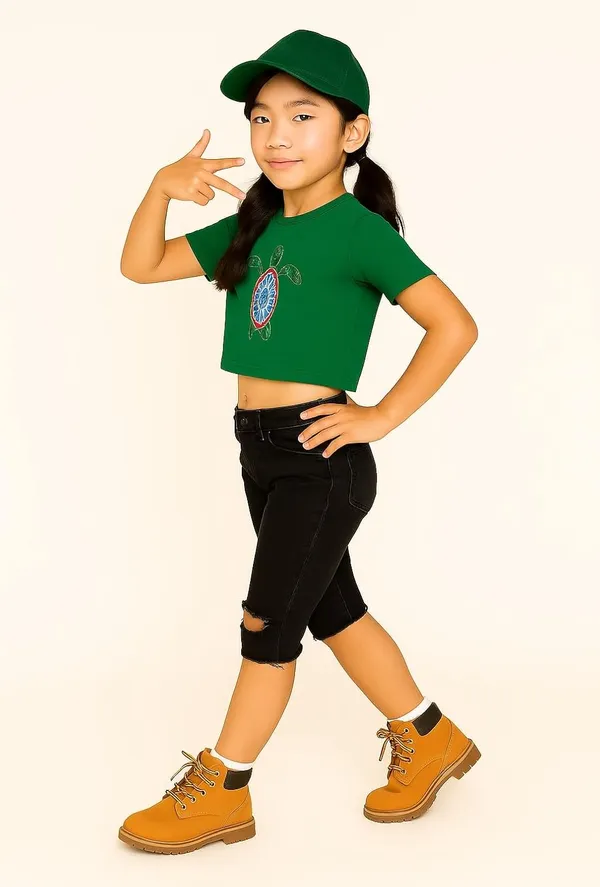 Green_Rayon_Solid_Top_For_Kids