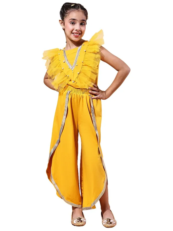 Yellow_Cotton_Blend_Solid_Clothing_Set_For_Kids