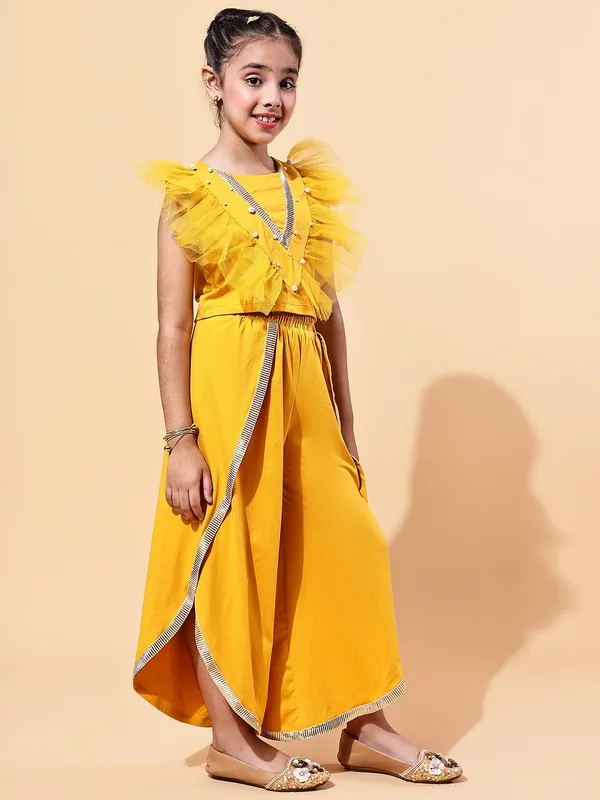 Yellow_Cotton_Blend_Solid_Clothing_Set_For_Kids