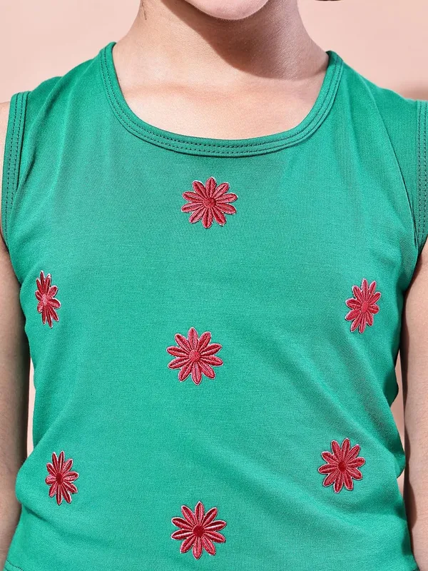 Green_Rayon_Solid_Clothing_Set_For_Kids