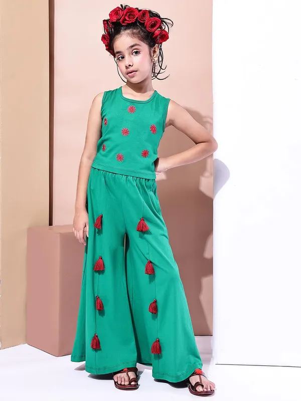 Green_Rayon_Solid_Clothing_Set_For_Kids
