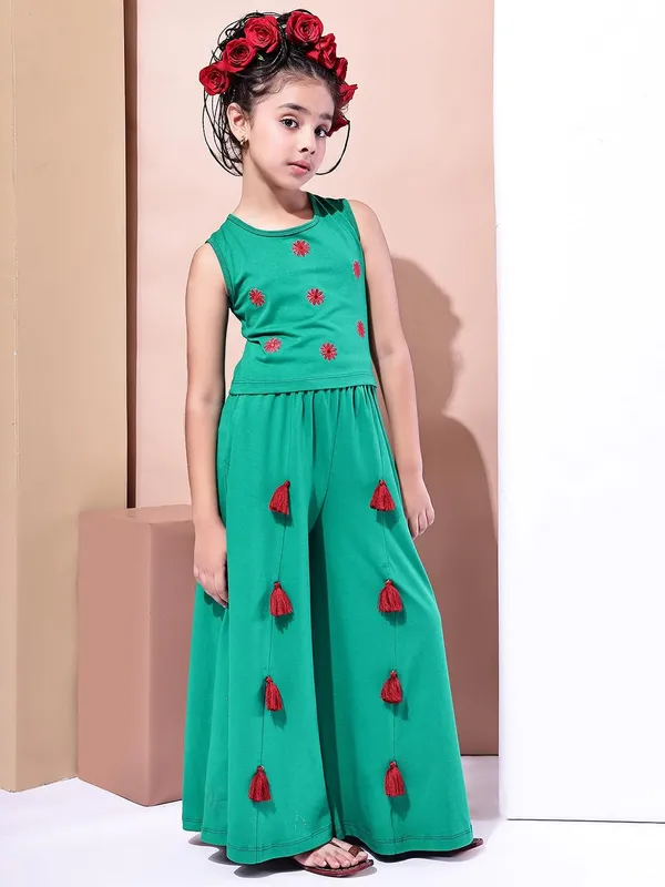 Green_Rayon_Solid_Clothing_Set_For_Kids