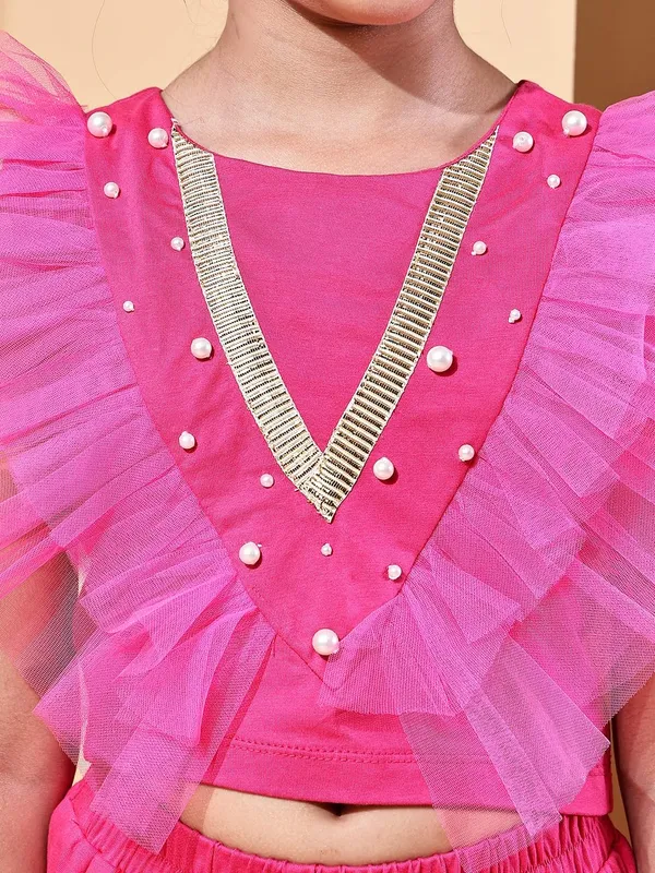 Pink_Cotton_Blend_Solid_Clothing_Set_For_Kids