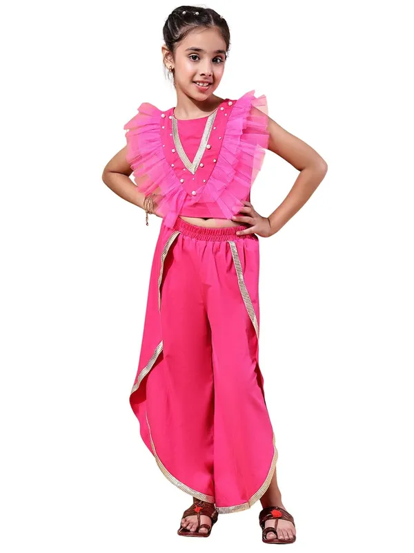 Pink_Cotton_Blend_Solid_Clothing_Set_For_Kids