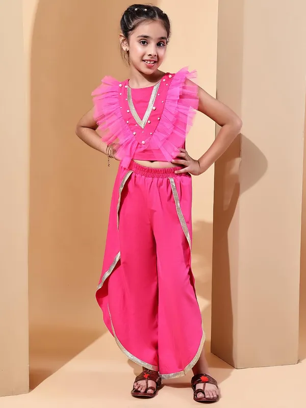 Pink_Cotton_Blend_Solid_Clothing_Set_For_Kids