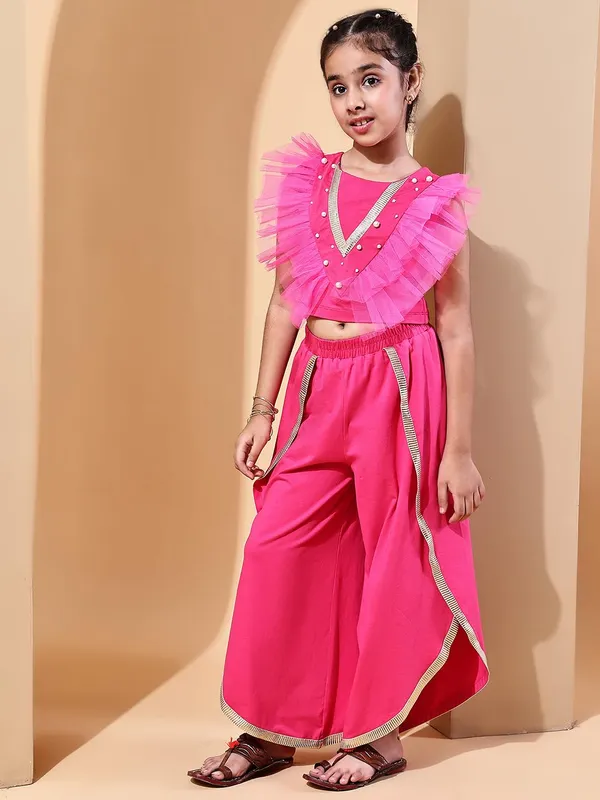 Pink_Cotton_Blend_Solid_Clothing_Set_For_Kids