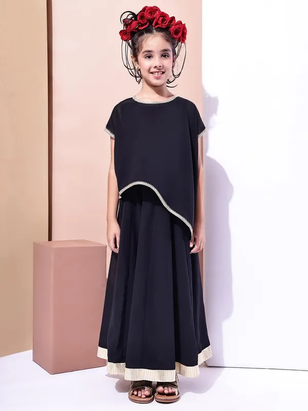 Black_Polyester_Solid_Clothing_Set_For_Kids