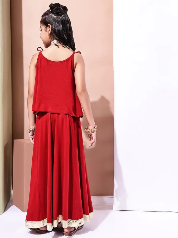 Red_Rayon_Solid_Clothing_Set_For_Kids