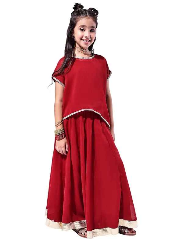 Red_Polyester_Solid_Clothing_Set_For_Kids