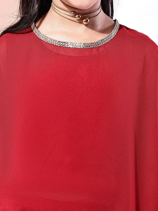 Red_Polyester_Solid_Clothing_Set_For_Kids