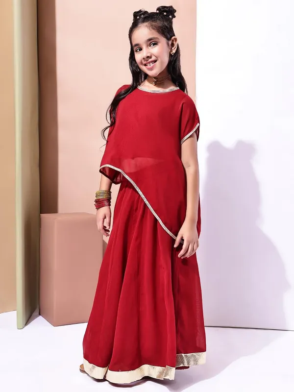 Red_Polyester_Solid_Clothing_Set_For_Kids