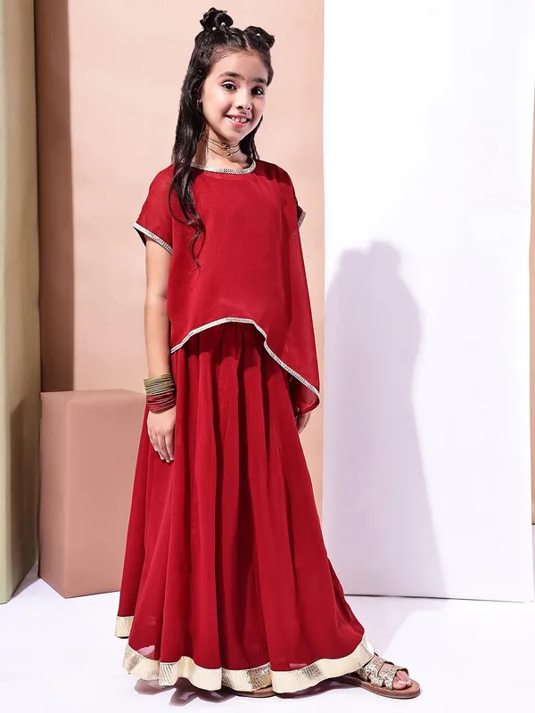 Red_Polyester_Solid_Clothing_Set_For_Kids