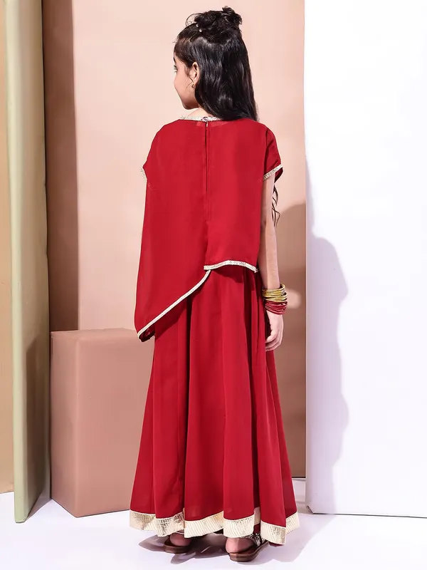 Red_Polyester_Solid_Clothing_Set_For_Kids