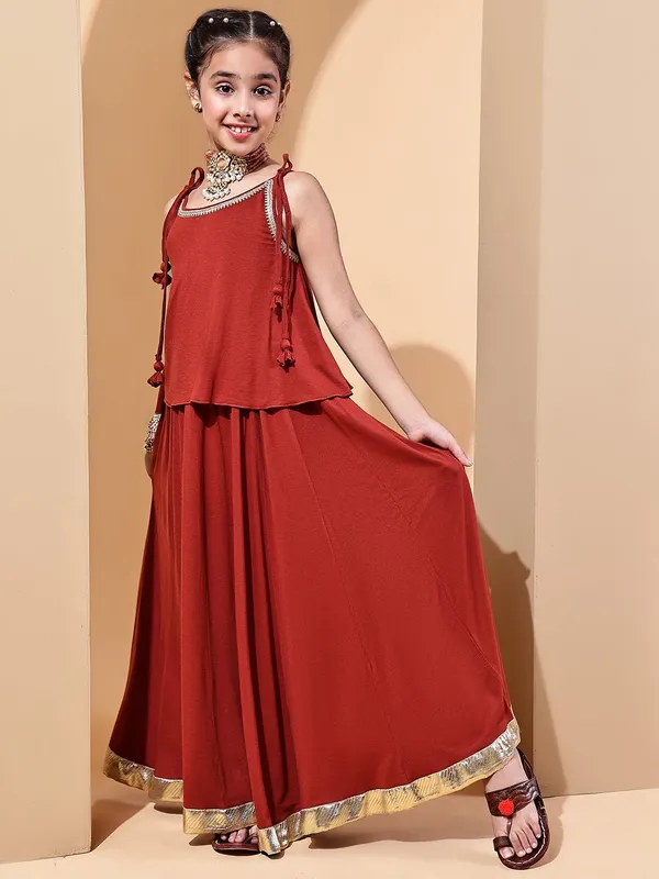 Rust_Rayon_Solid_Clothing_Set_For_Kids