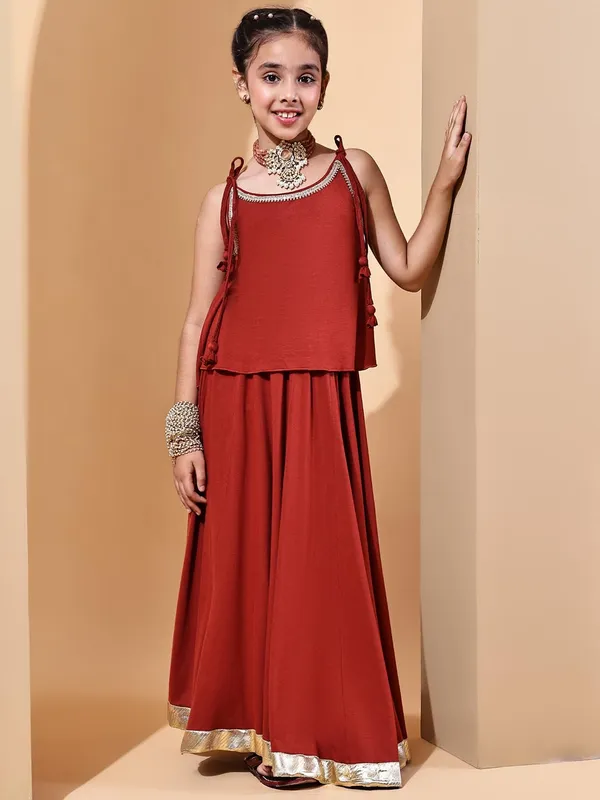 Rust_Rayon_Solid_Clothing_Set_For_Kids
