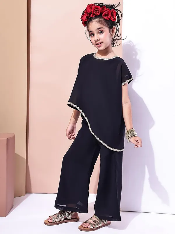 Black_Polyester_Solid_Clothing_Set_For_Kids