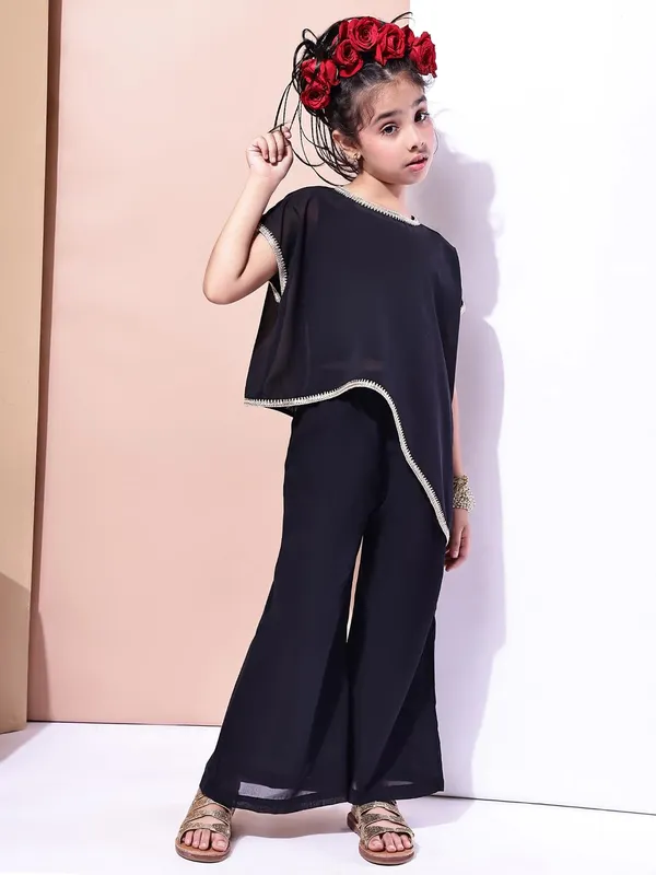 Black_Polyester_Solid_Clothing_Set_For_Kids
