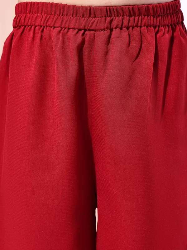 Red_Polyester_Solid_Clothing_Set_For_Kids
