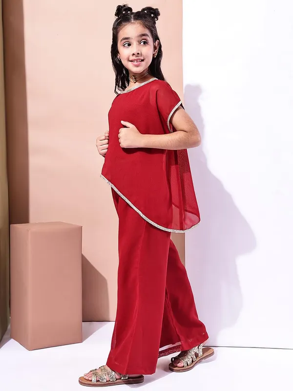Red_Polyester_Solid_Clothing_Set_For_Kids