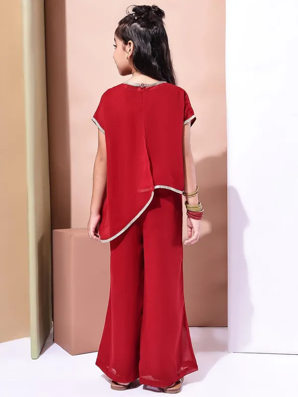 Red_Polyester_Solid_Clothing_Set_For_Kids
