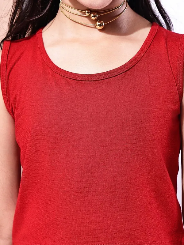 Red_Polyester_Solid_Clothing_Set_For_Kids