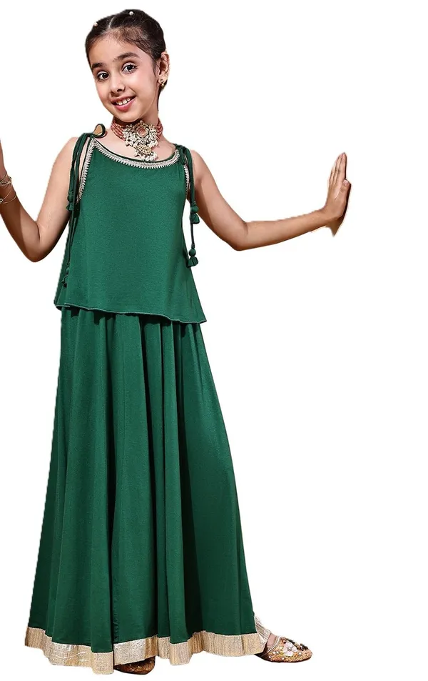 Green_Rayon_Solid_Clothing_Set_For_Kids