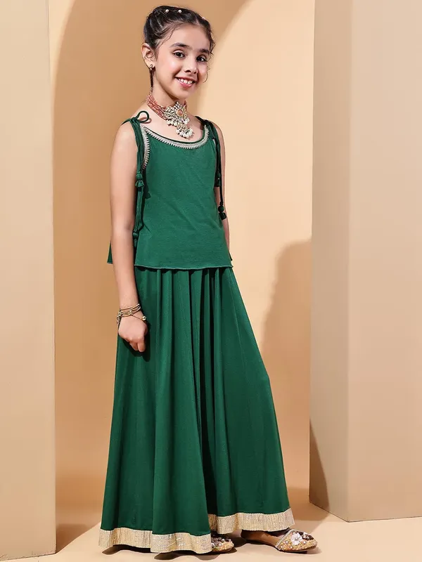 Green_Rayon_Solid_Clothing_Set_For_Kids