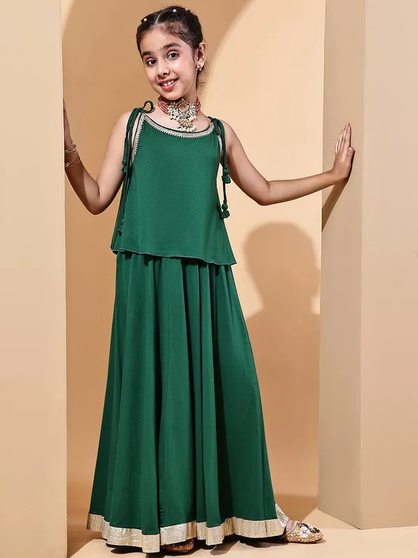 Green_Rayon_Solid_Clothing_Set_For_Kids