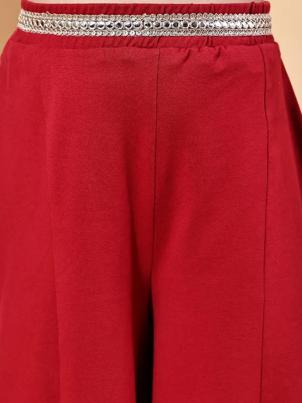 Red_Cotton_Blend_Solid_Clothing_Set_For_Kids