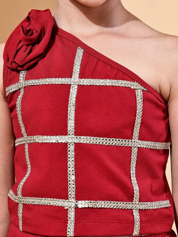 Red_Cotton_Blend_Solid_Clothing_Set_For_Kids