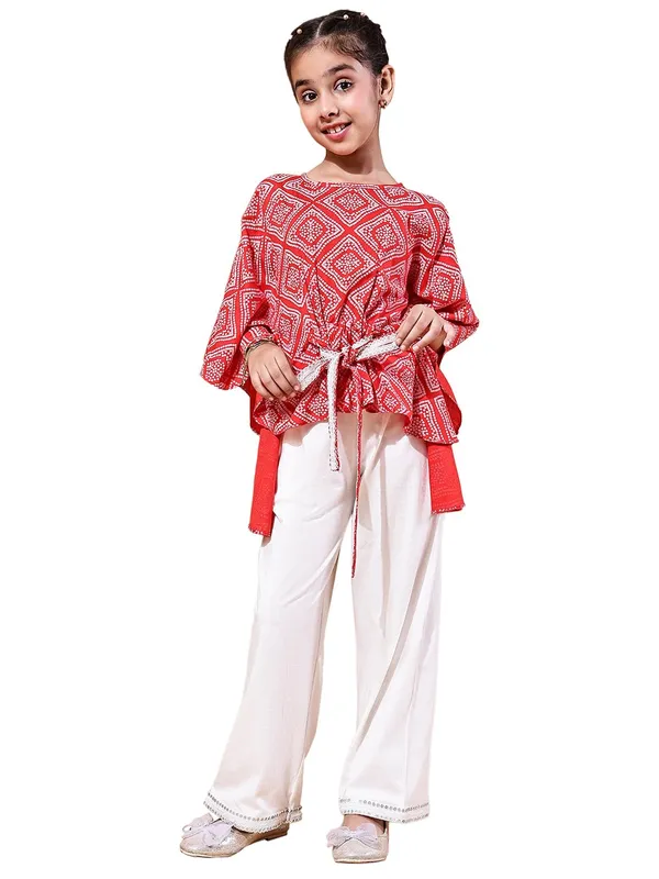 Red_Cotton_Blend_Solid_Clothing_Set_For_Kids