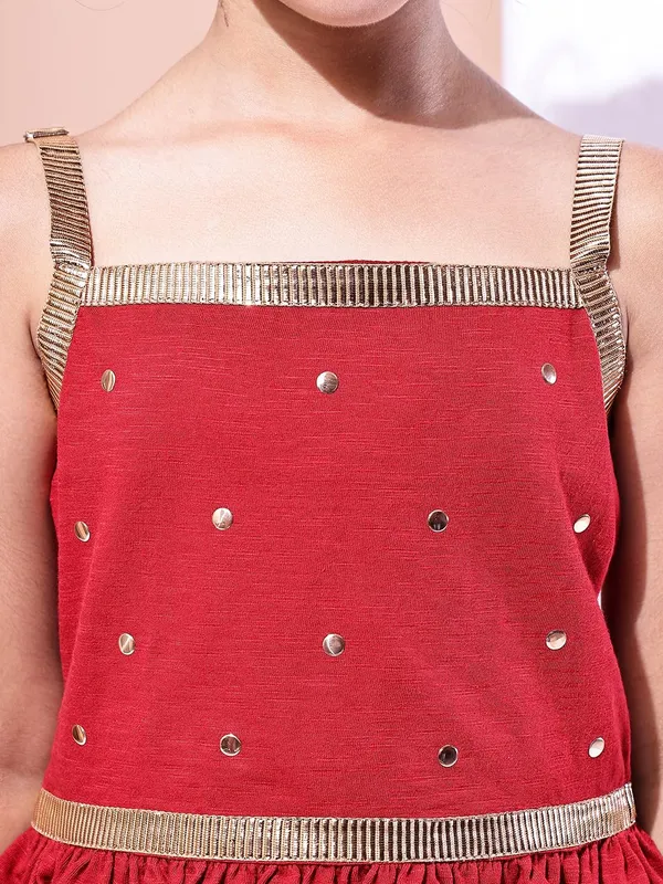 Red_Cotton_Blend_Solid_Clothing_Set_For_Kids